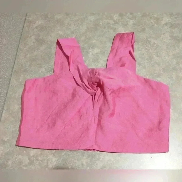 Ontwelfth women's cropped cross knot tank size L pink ruching stretchy - Picture 1 of 8